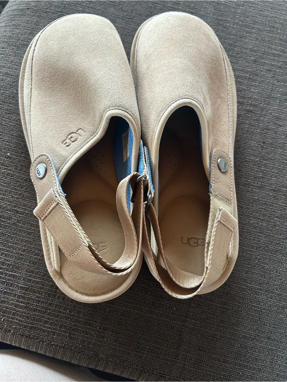 UGG Men’s golden clog Beige Suede Slip-On Loafers with Back Strap